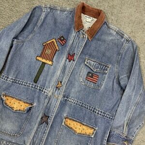 Vintage HAIK'S Shacket Women's XL Blue Denim Shirt Jacket School Art Teacher